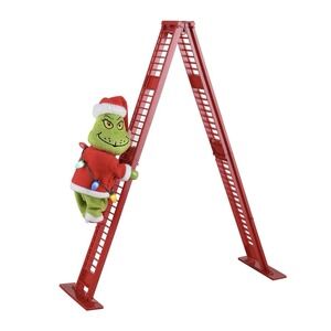 Animated‎ Grinch 17" Ladder Climbing Tabletop Christmas Tree Decoration LED